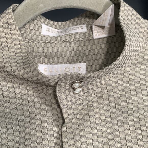 Elliott Men’s Dress Shirt Hidden Button Unique Collar Greenish Gray Size L - Picture 4 of 7